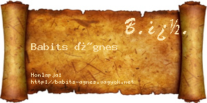 Babits Ágnes névjegykártya