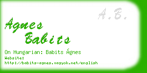 agnes babits business card